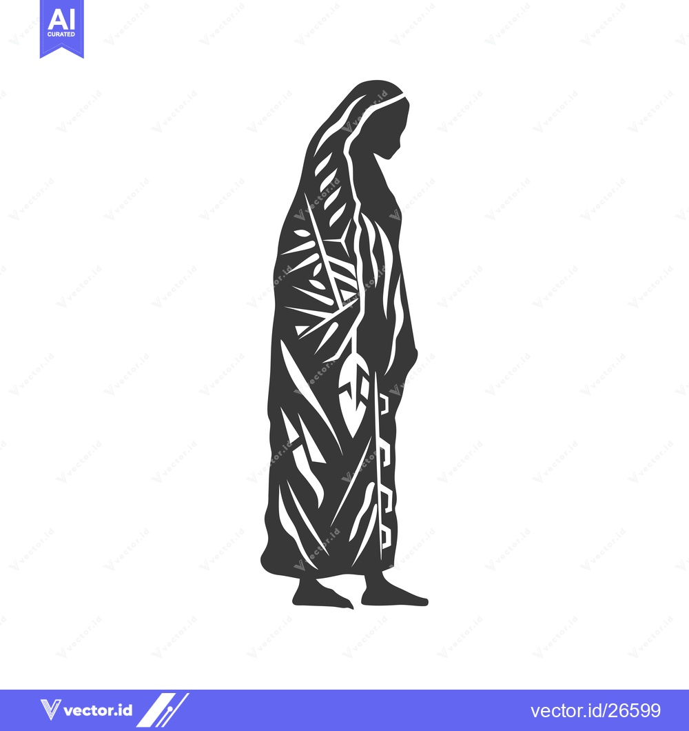 Premium Vector of Black and White Silhouette of a Woman in a Long Robe