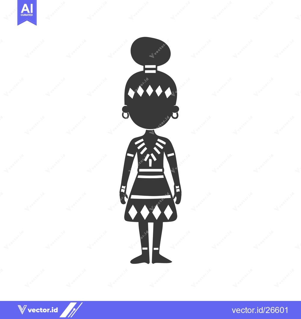 Premium Vector of Black and White Silhouette of a Woman in Traditional African Dress