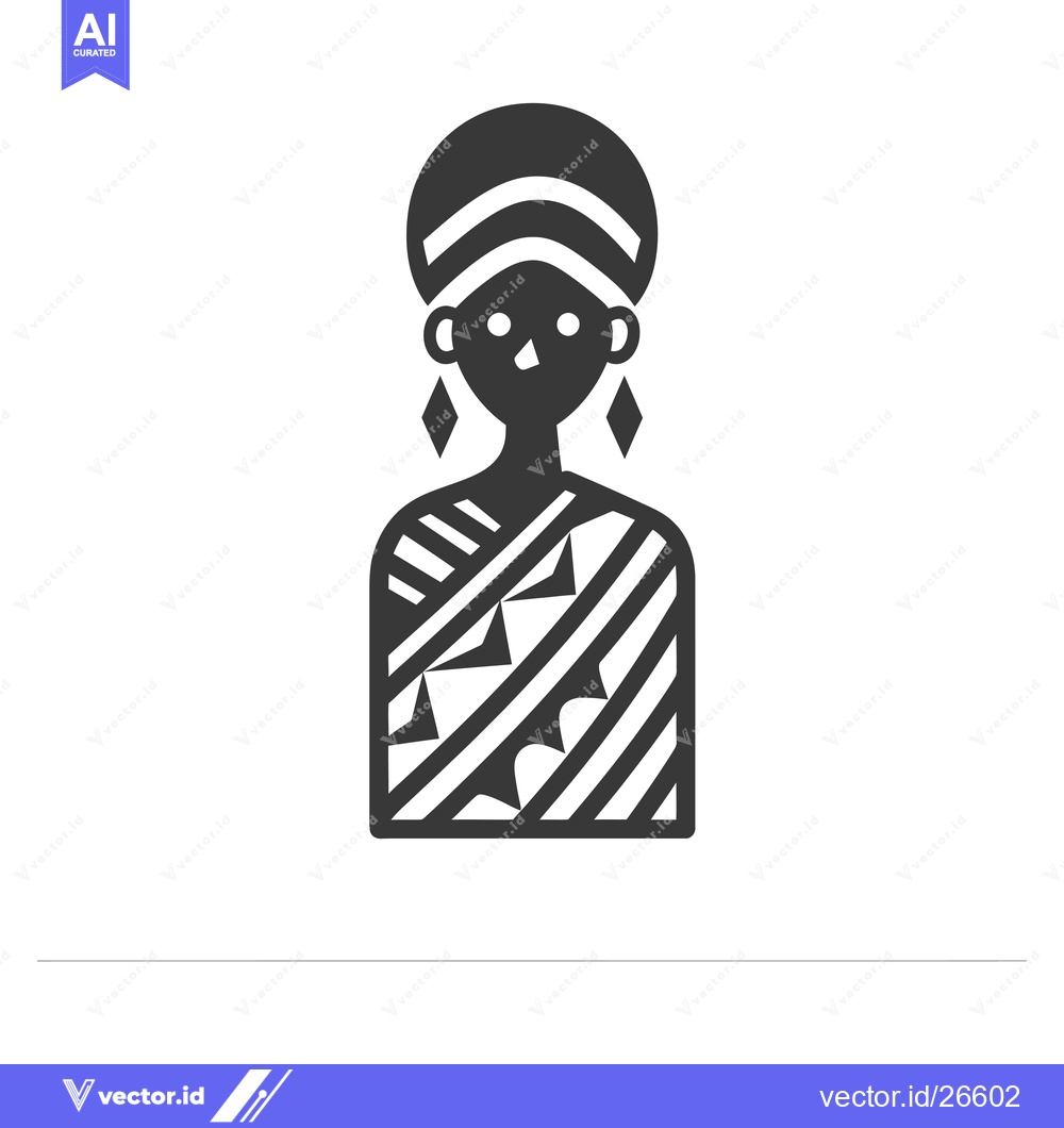 Premium Vector dari Black and White Silhouette of a Woman in Traditional African Dress