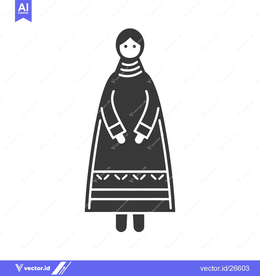Premium Vector dari Black and White Silhouette of a Woman in Traditional Clothing