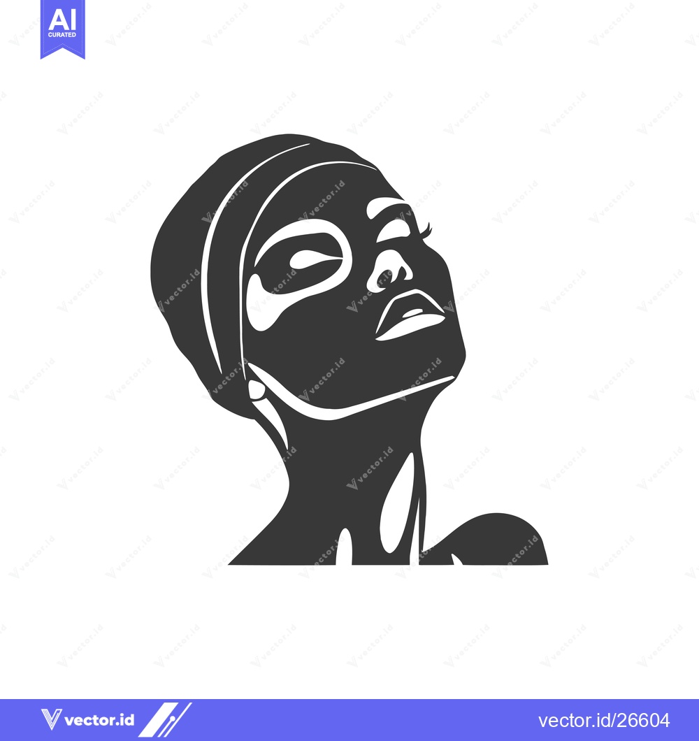 Premium Vector of Black and White Silhouette of a Woman's Face with Eyes Closed