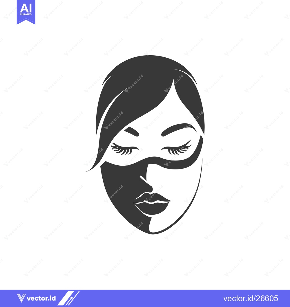 Premium Vector dari Black and White Silhouette of a Woman's Face with Eyes Closed