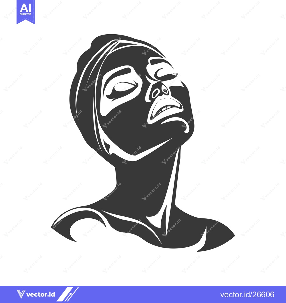 Premium Vector of Black and White Silhouette of a Woman's Head Tilted Up