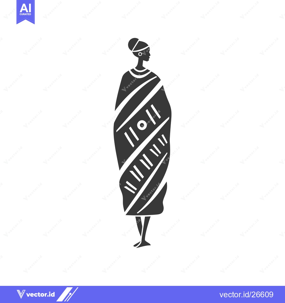 Premium Vector dari Black and White Silhouette of a Woman Wearing a Traditional African Dr