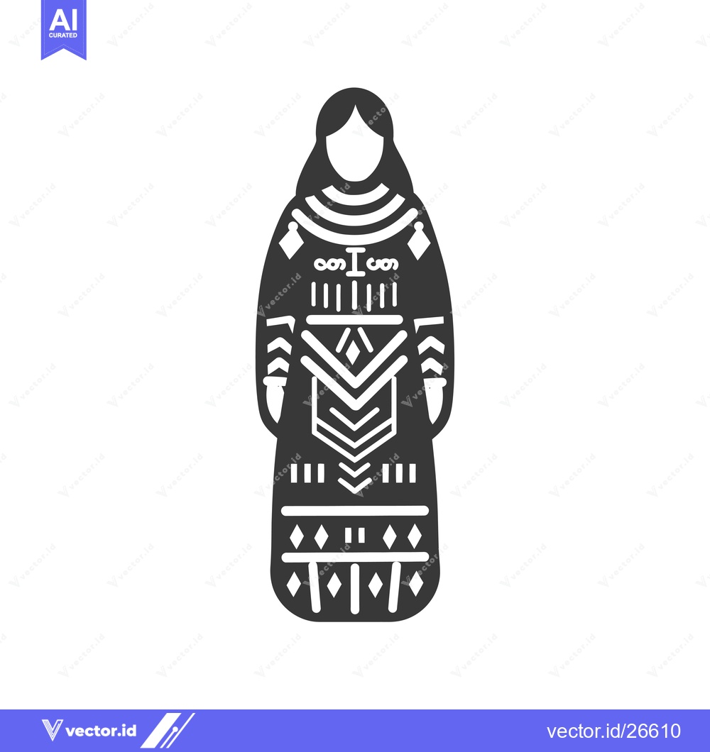 Premium Vector dari Black and white silhouette of a woman wearing traditional clothing