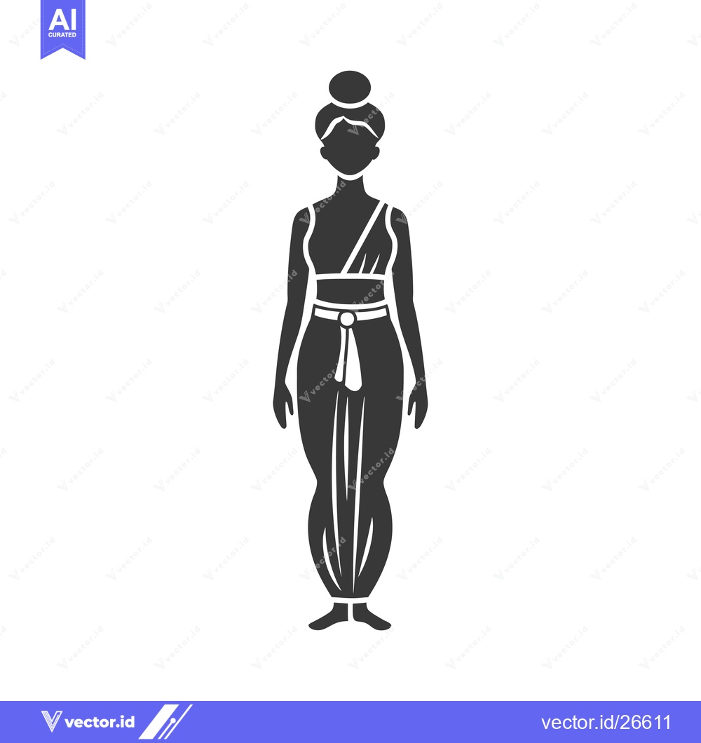 Premium Vector dari Black and White Silhouette of a Woman Wearing Traditional Indian Cloth
