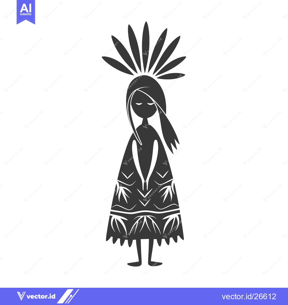 Premium Vector of Black and White Silhouette of a Woman with a Flower Crown and Patterne