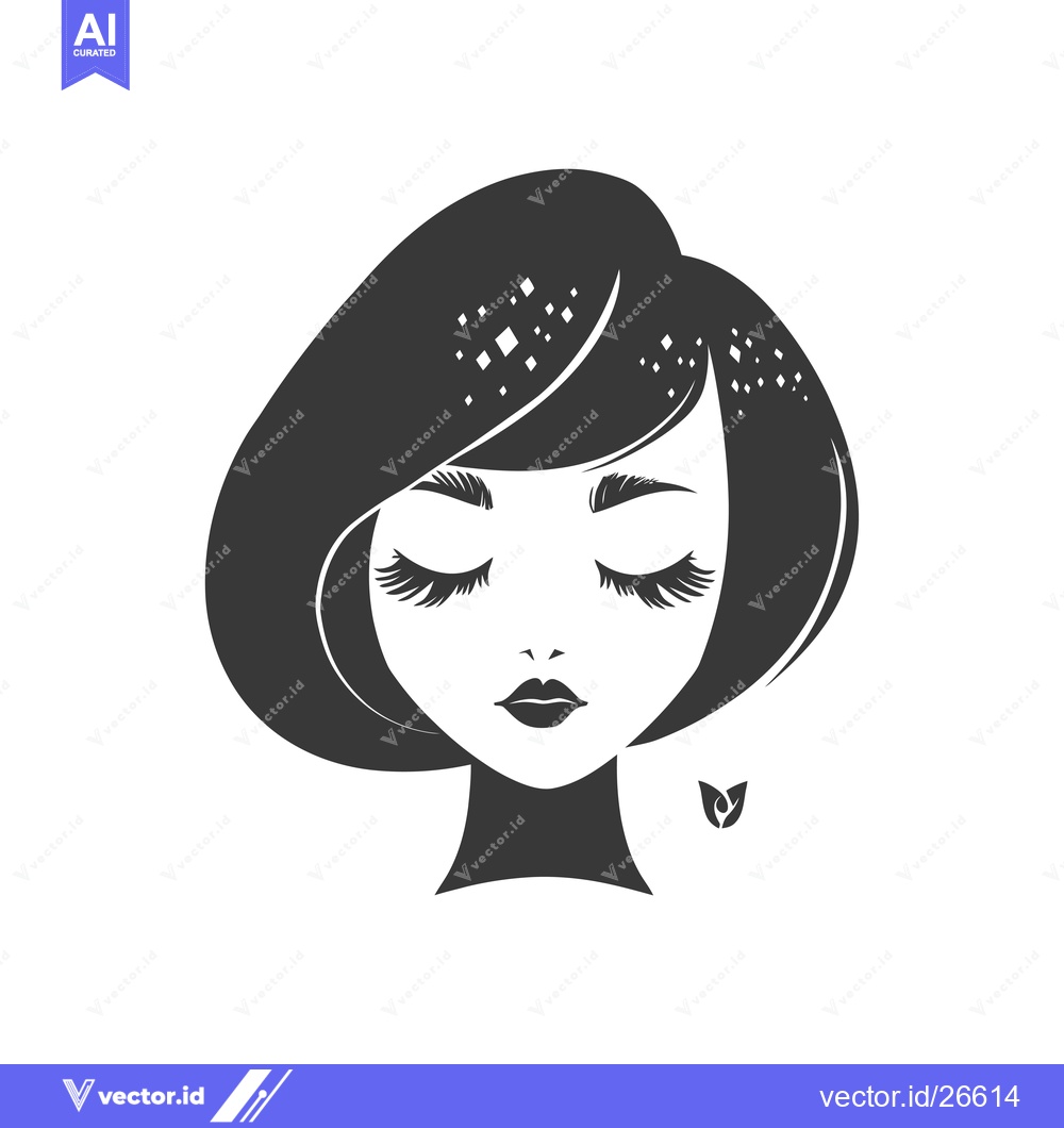 Premium Vector of Black and White Silhouette of a Woman with Closed Eyes