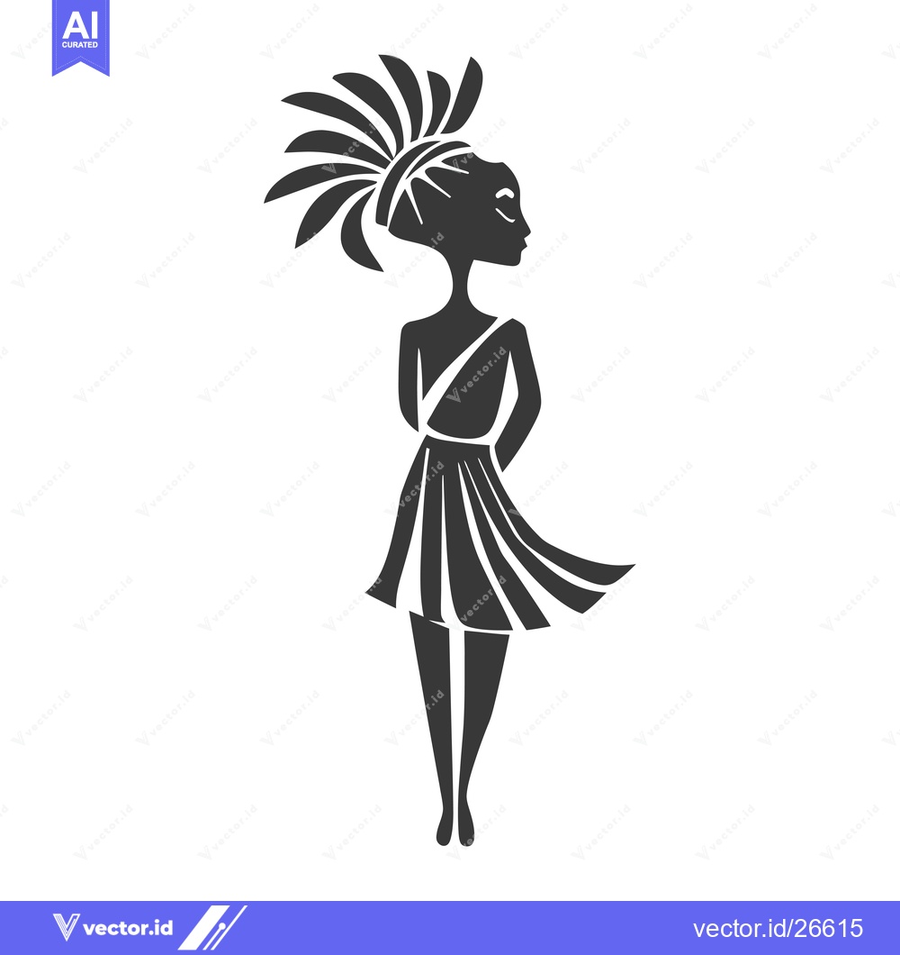 Premium Vector dari Black and White Silhouette of a Woman with Feathers in Her Hair