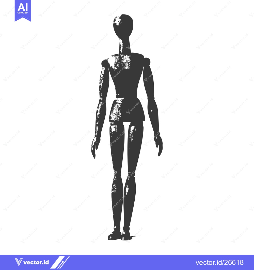 Premium Vector dari Black and White Silhouette of a Wooden Mannequin