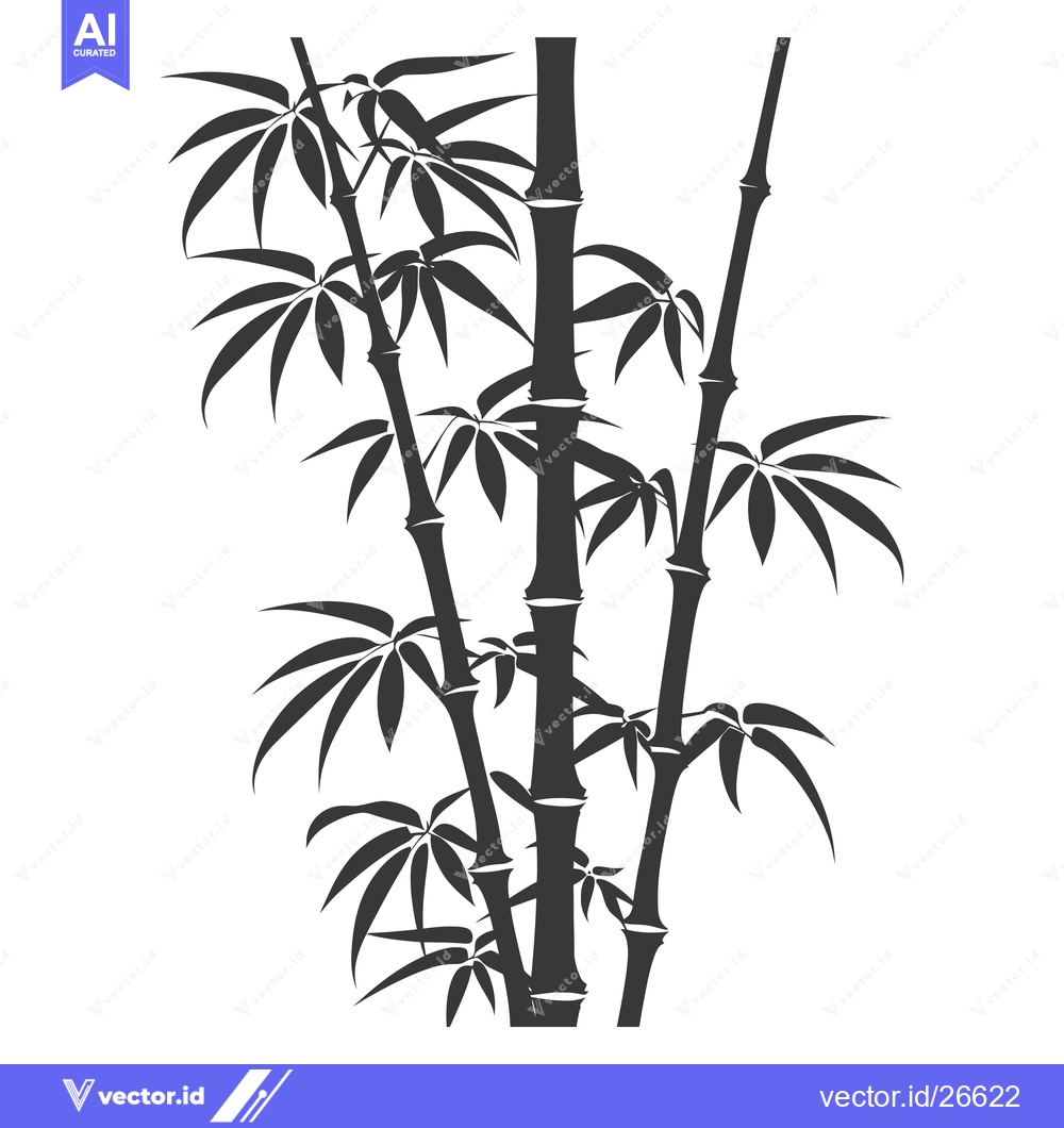 Premium Vector dari Black and White Silhouette of Bamboo Shoots