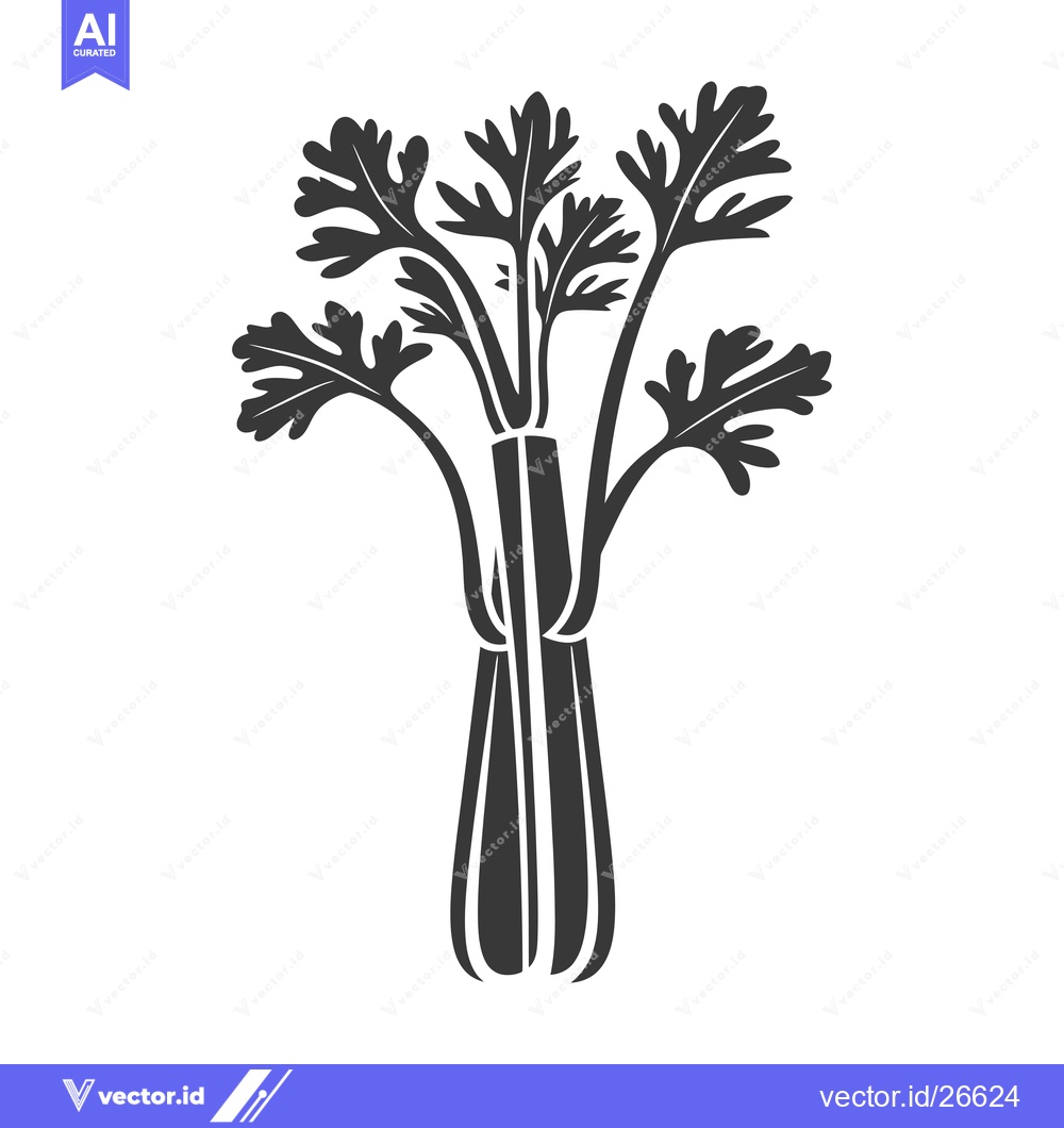 Premium Vector dari Black and White Silhouette of Celery Stalks with Leaves