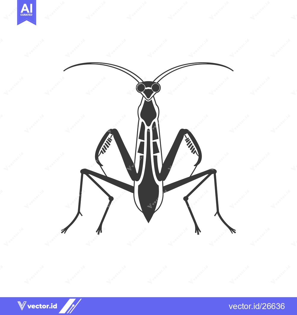Premium Vector dari Black and White Silhouette of Praying Mantis