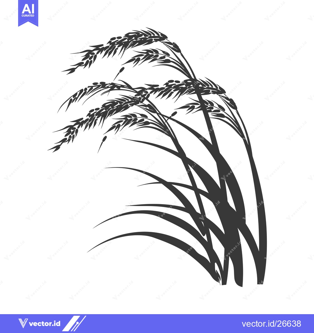 Premium Vector dari Black and White Silhouette of Rice Plants