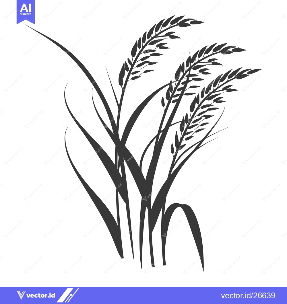 Premium Vector dari Black and White Silhouette of Rice Plants