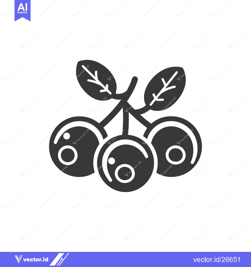 Premium Vector of Black and White Silhouette of Three Berries with Leaves