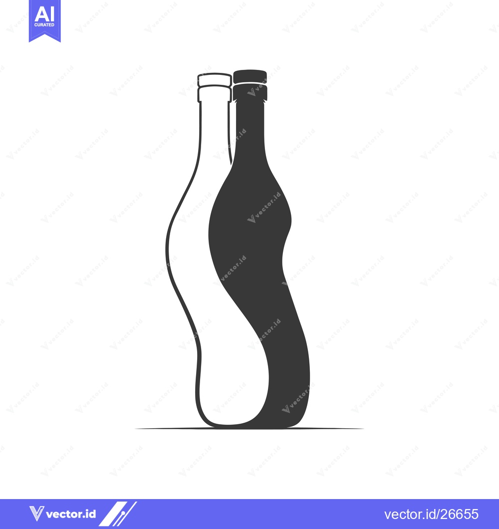 Premium Vector dari Black and White Silhouette of Two Wine Bottles