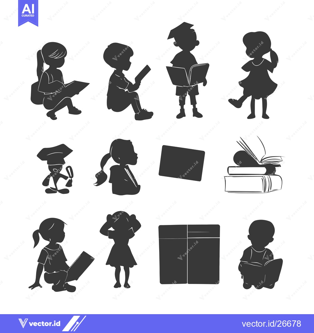 Premium Vector dari Black and White Silhouettes of Children Engaged in Various Activities