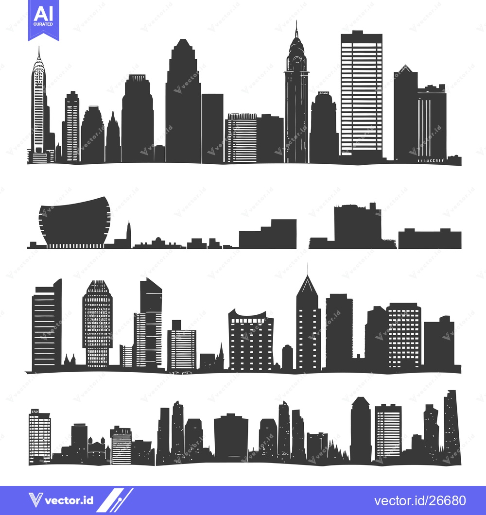 Premium Vector dari Black and White Silhouettes of City Skylines