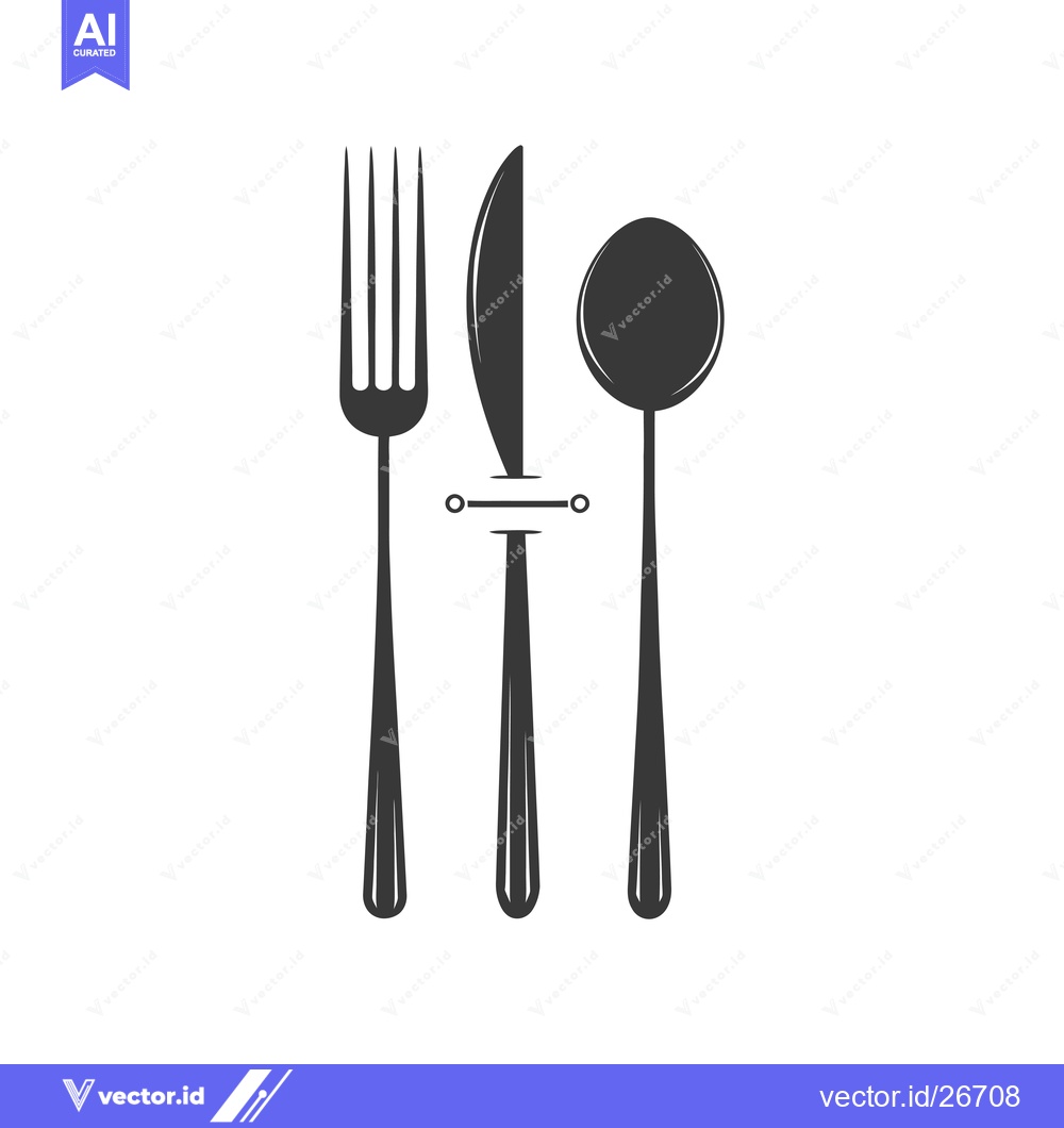 Premium Vector dari Black and White Silhouettes of Fork, Knife and Spoon