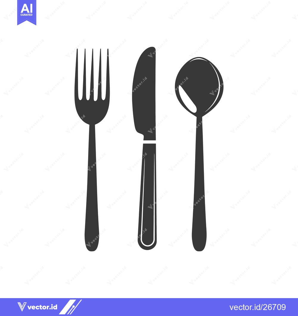 Premium Vector dari Black and White Silhouettes of Fork, Knife, and Spoon