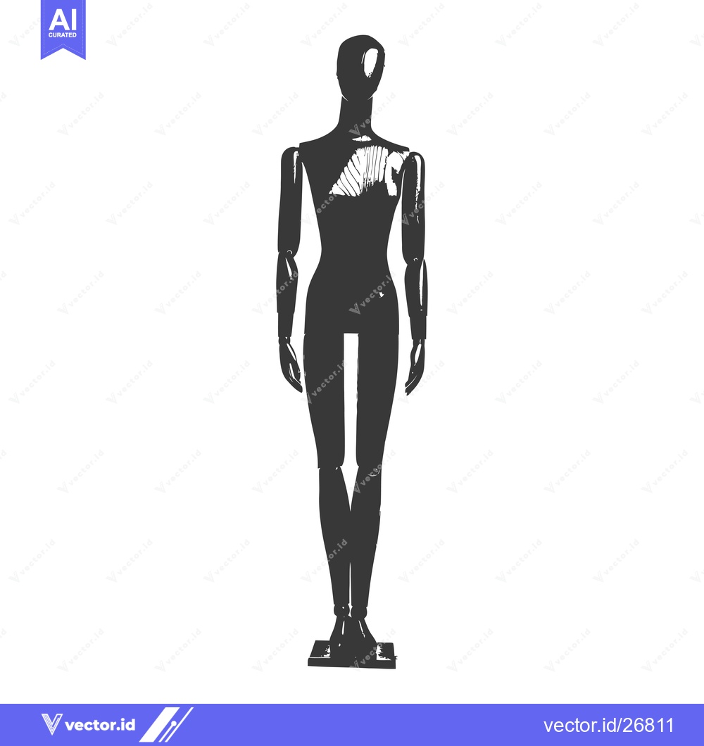 Premium Vector dari Black and White Sketch of a Fashion Mannequin
