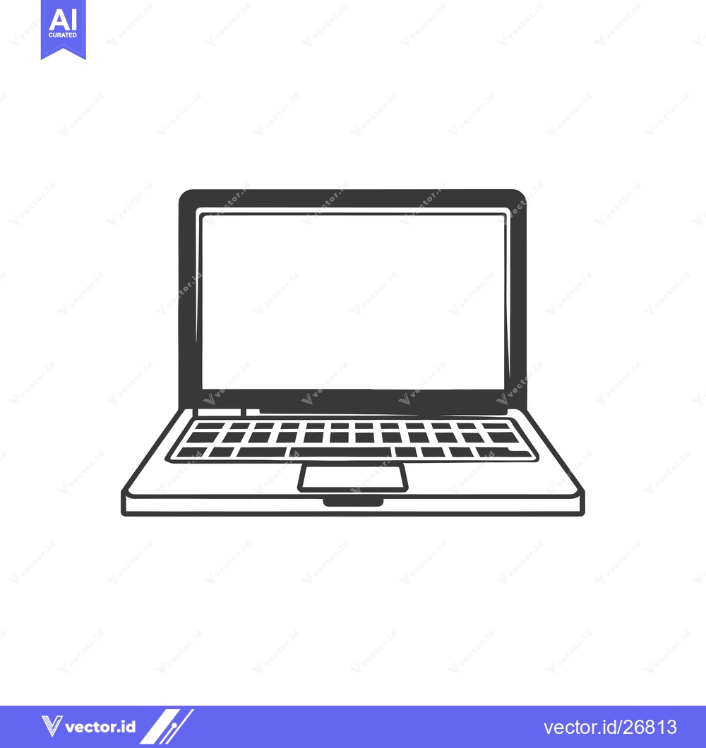 Premium Vector of Black and White Sketch of a Laptop Computer