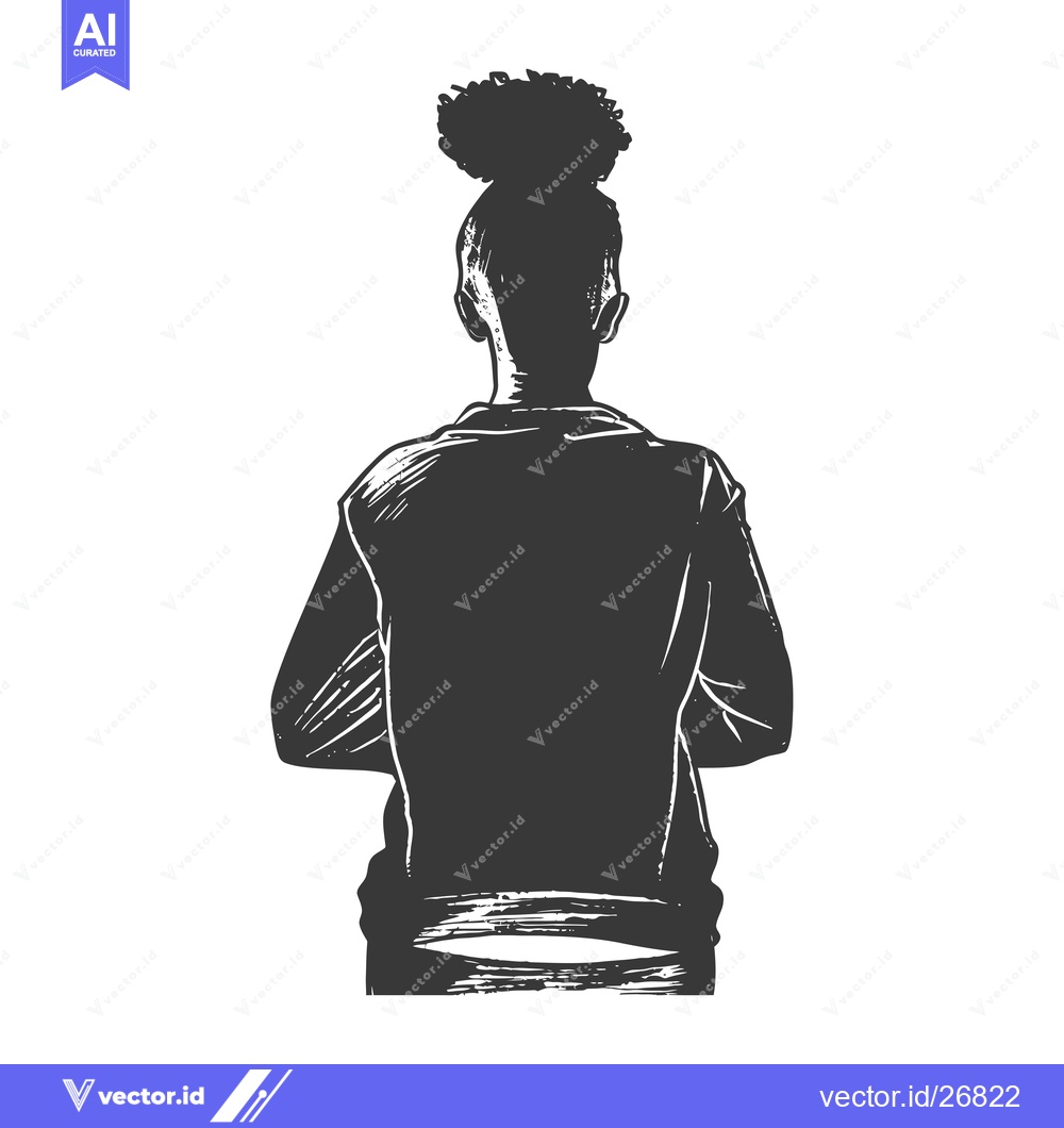 Premium Vector of Black and White Sketch of a Woman's Back