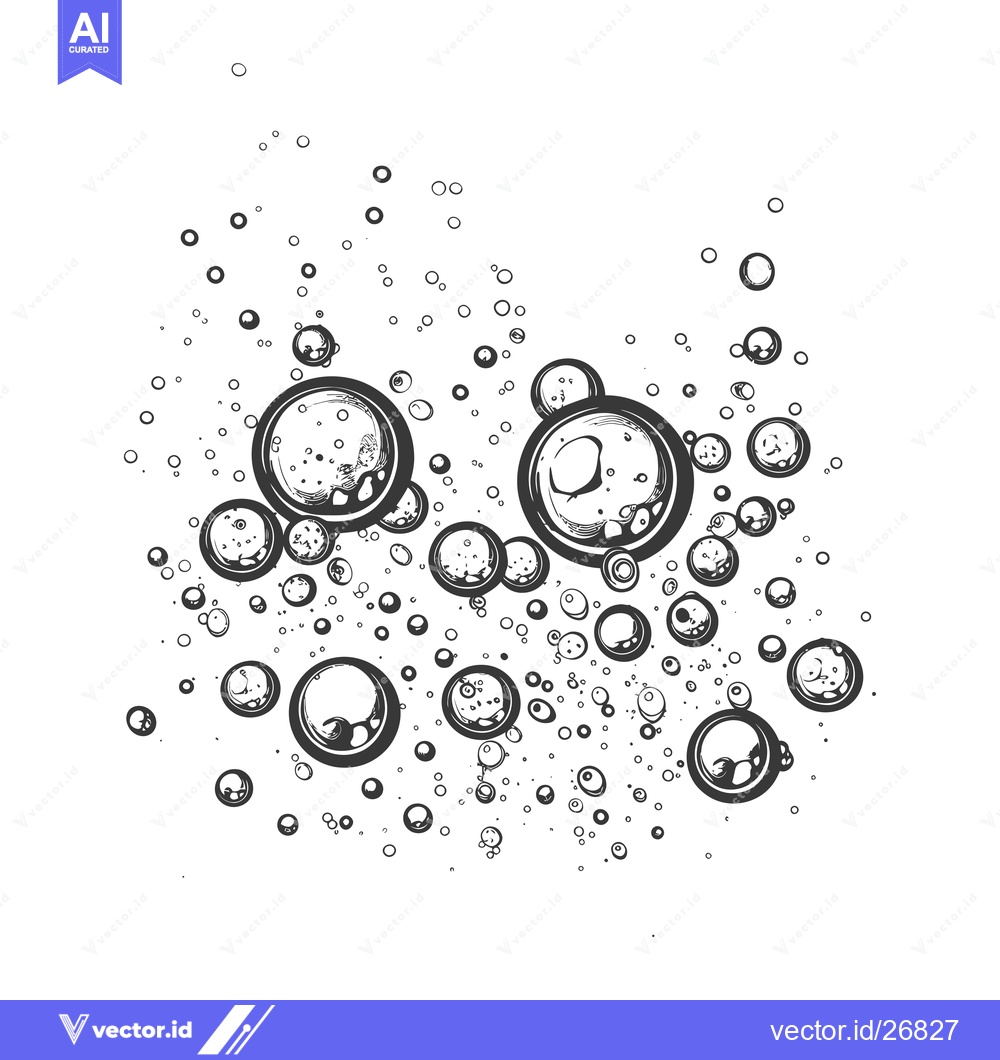 Premium Vector dari Black and White Sketch of Bubbles Floating Upward