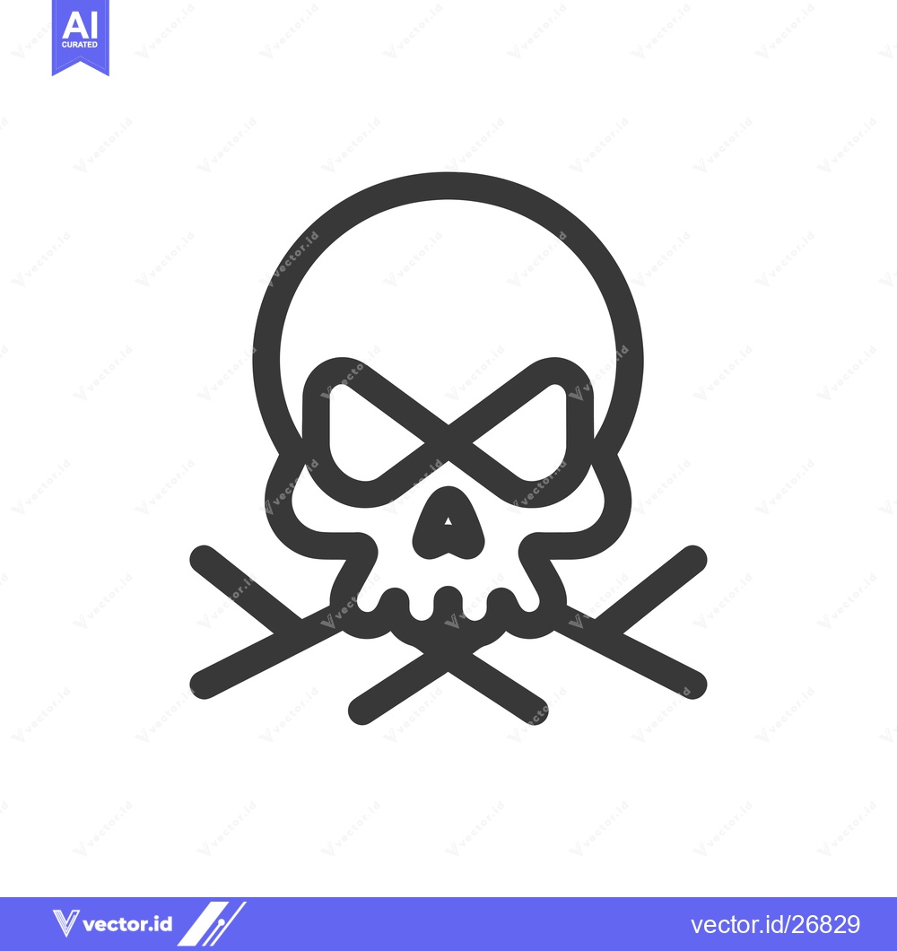 Premium Vector of Black and White Skull and Crossbones Icon