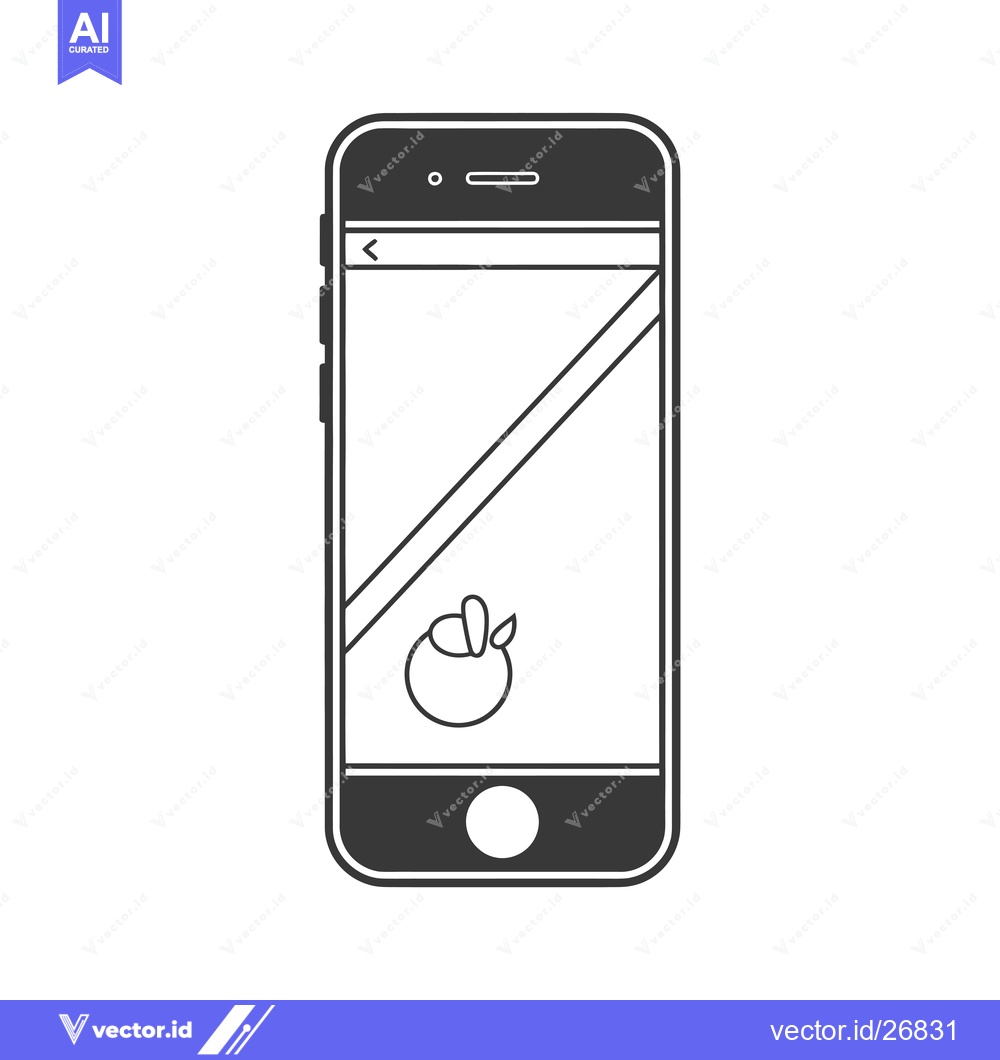 Premium Vector dari Black and White Smartphone with a Fruit Icon
