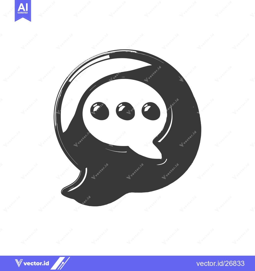 Premium Vector dari Black and White Speech Bubble Icon with Three Dots