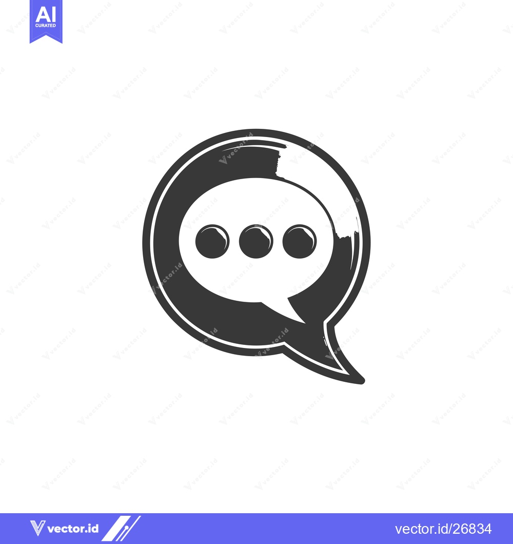 Premium Vector of Black and White Speech Bubble Icon with Three Dots
