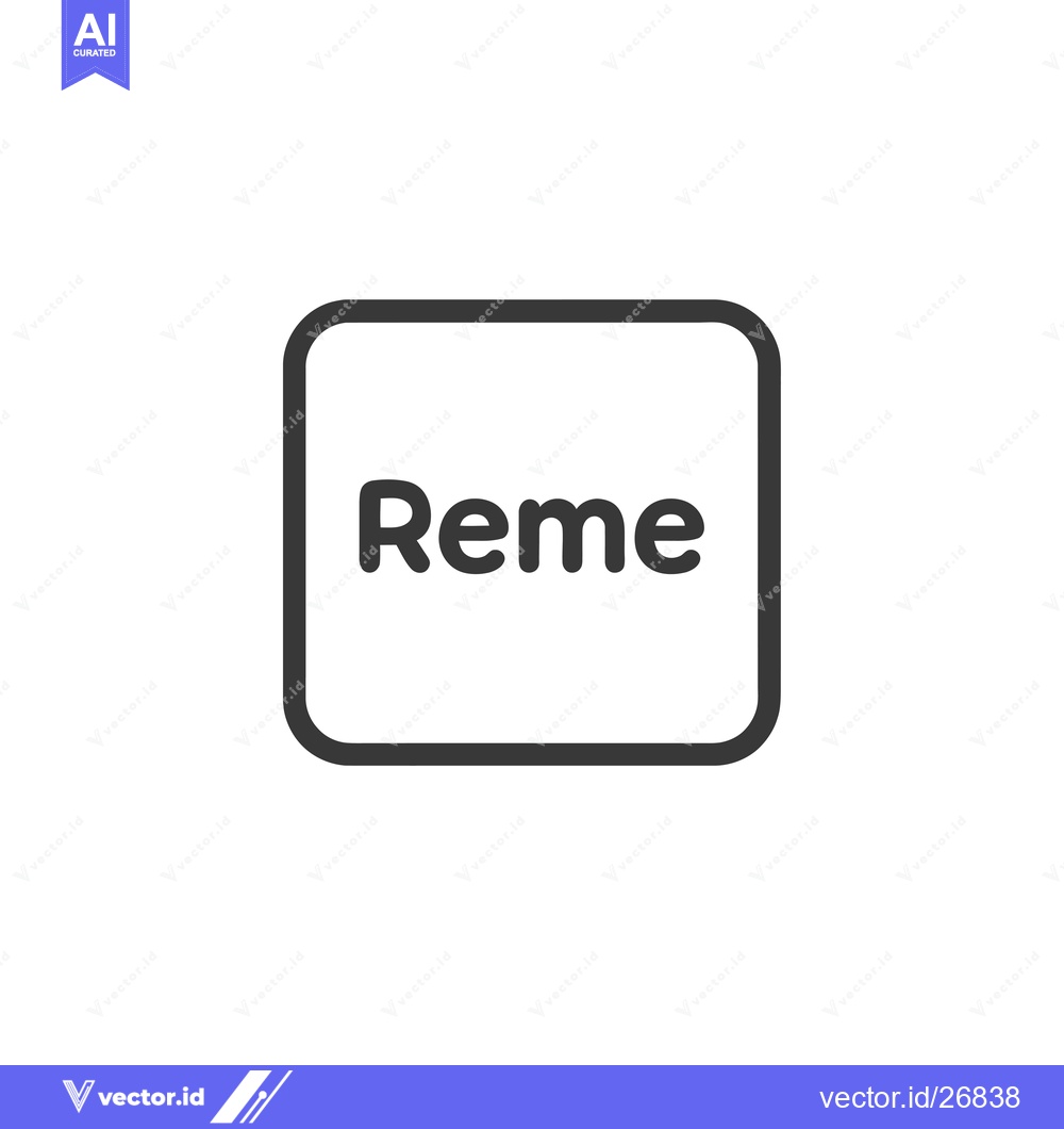 Premium Vector of Black and White Square Button with the Word "Reme"