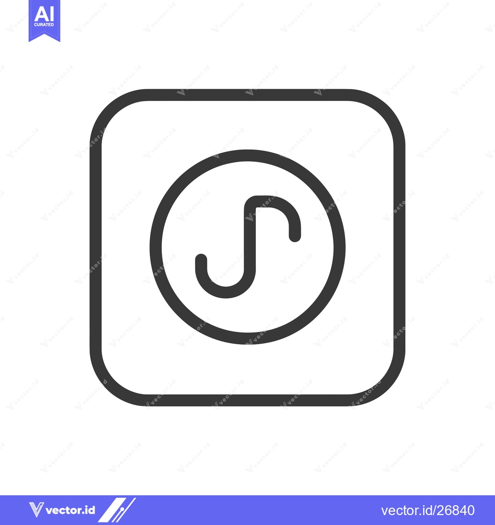 Premium Vector of Black and White Square Icon with a Circle and a Curved Line Inside