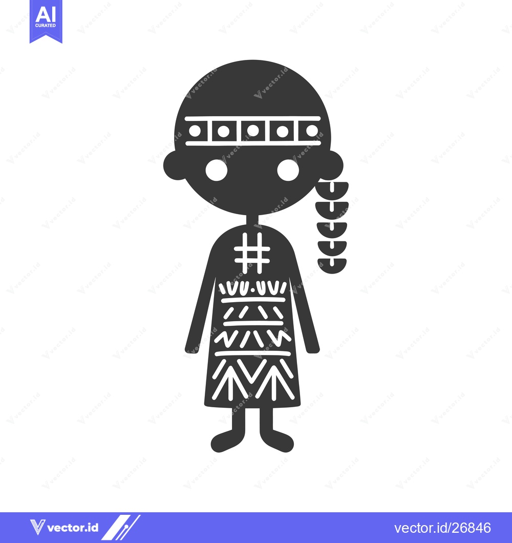Premium Vector dari Black and White Stick Figure of a Person Wearing Traditional Clothing