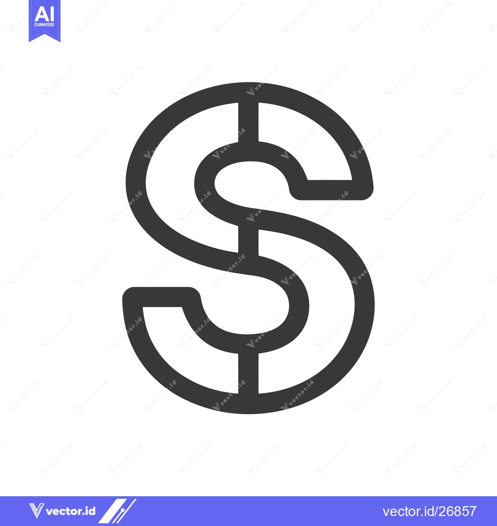 Premium Vector dari Black and White Stylized Dollar Sign Icon