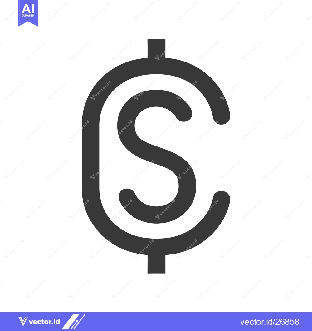 Premium Vector dari Black and white stylized dollar sign icon