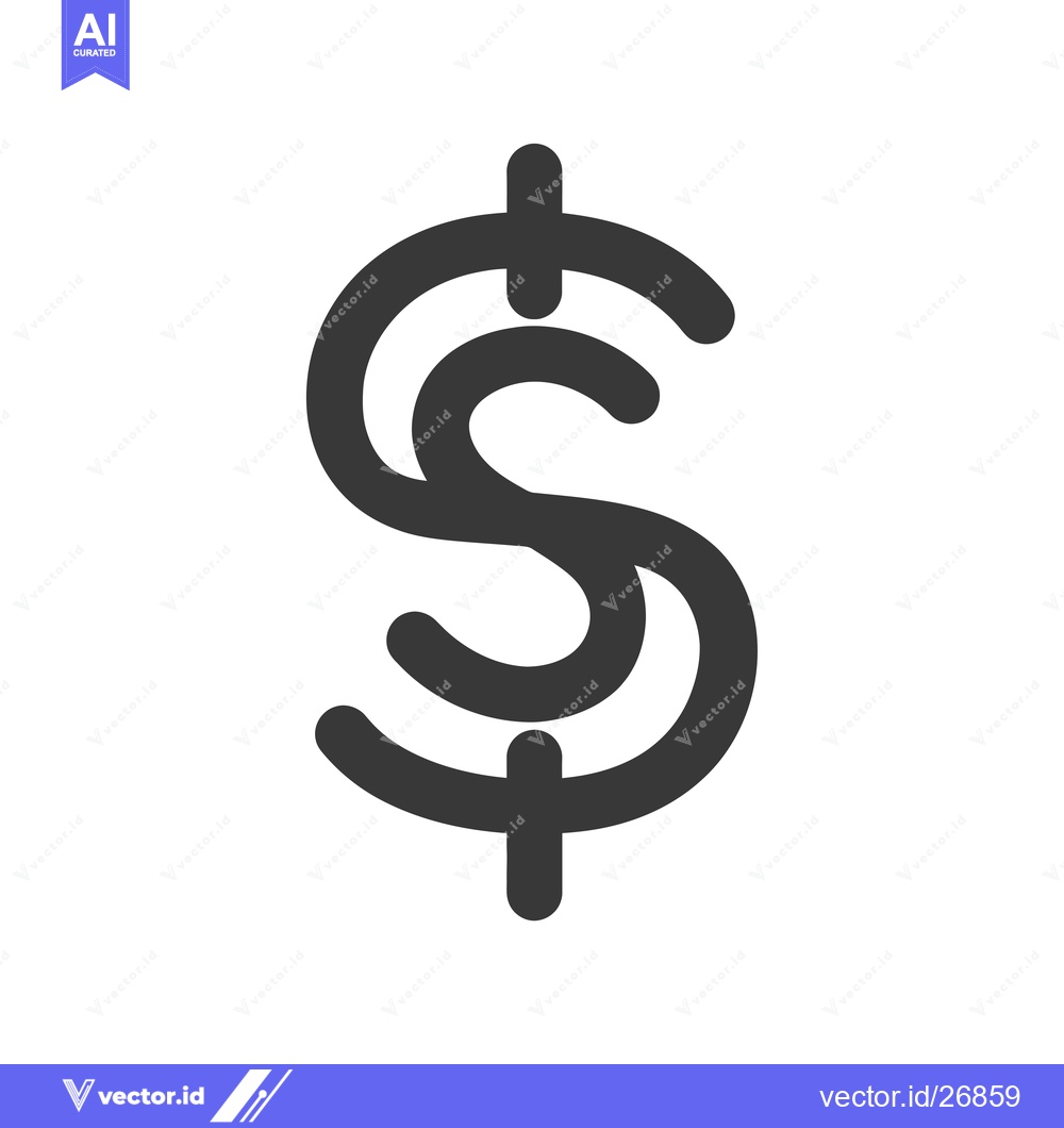 Premium Vector of Black and White Stylized Dollar Sign Icon