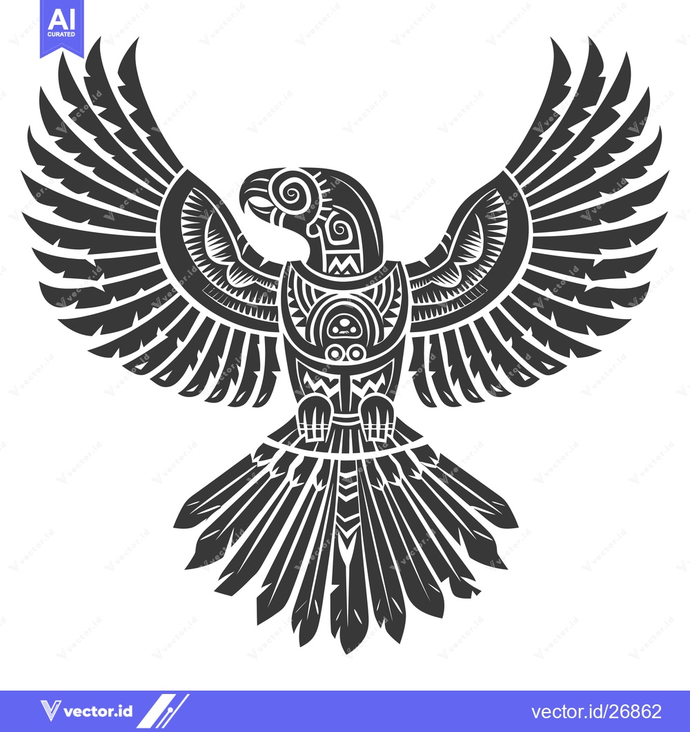 Premium Vector of Black and White Stylized Eagle with Geometric Patterns