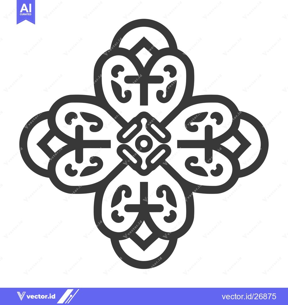 Premium Vector dari Black and white stylized four-leaf clover design