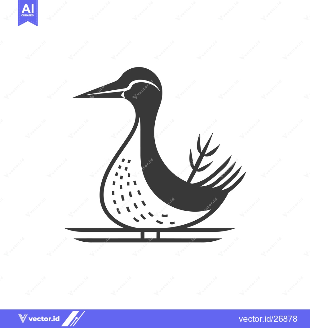 Premium Vector dari Black and White Stylized Illustration of a Bird with a Long Neck and a
