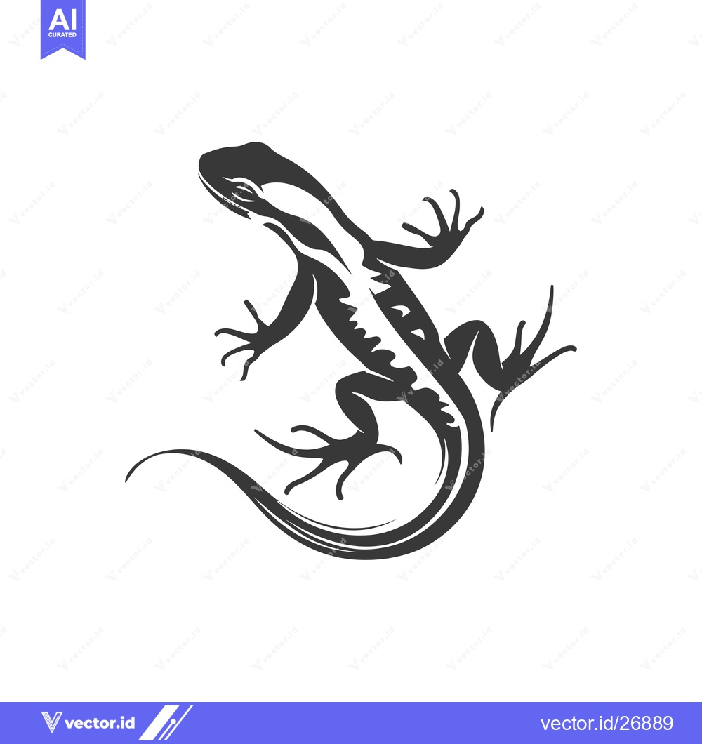 Premium Vector dari Black and white stylized illustration of a lizard
