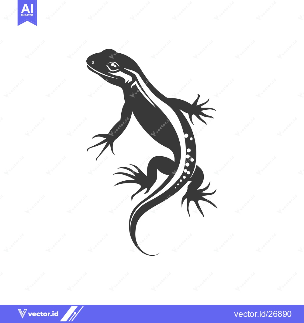 Premium Vector dari Black and White Stylized Illustration of a Lizard