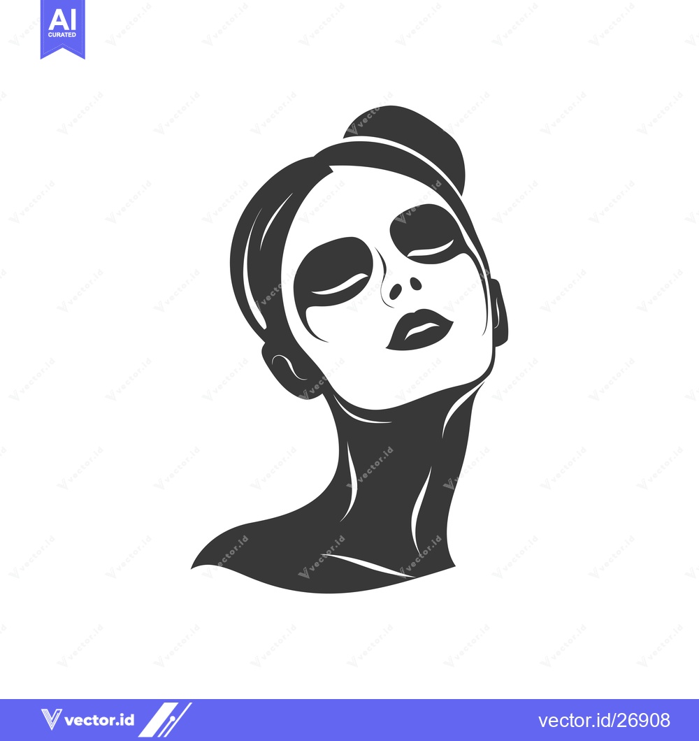 Premium Vector of Black and White Stylized Illustration of a Woman's Face