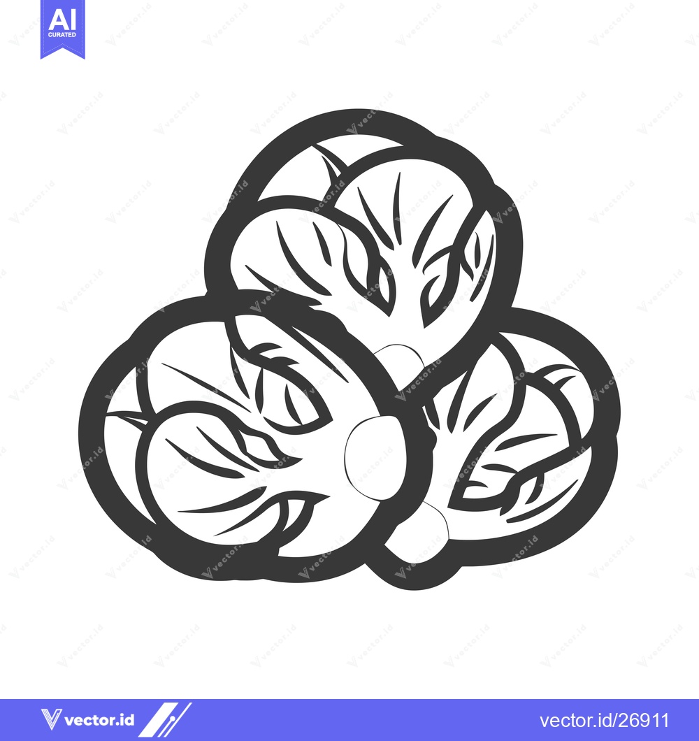 Premium Vector dari Black and White Stylized Illustration of Three Flower Petals
