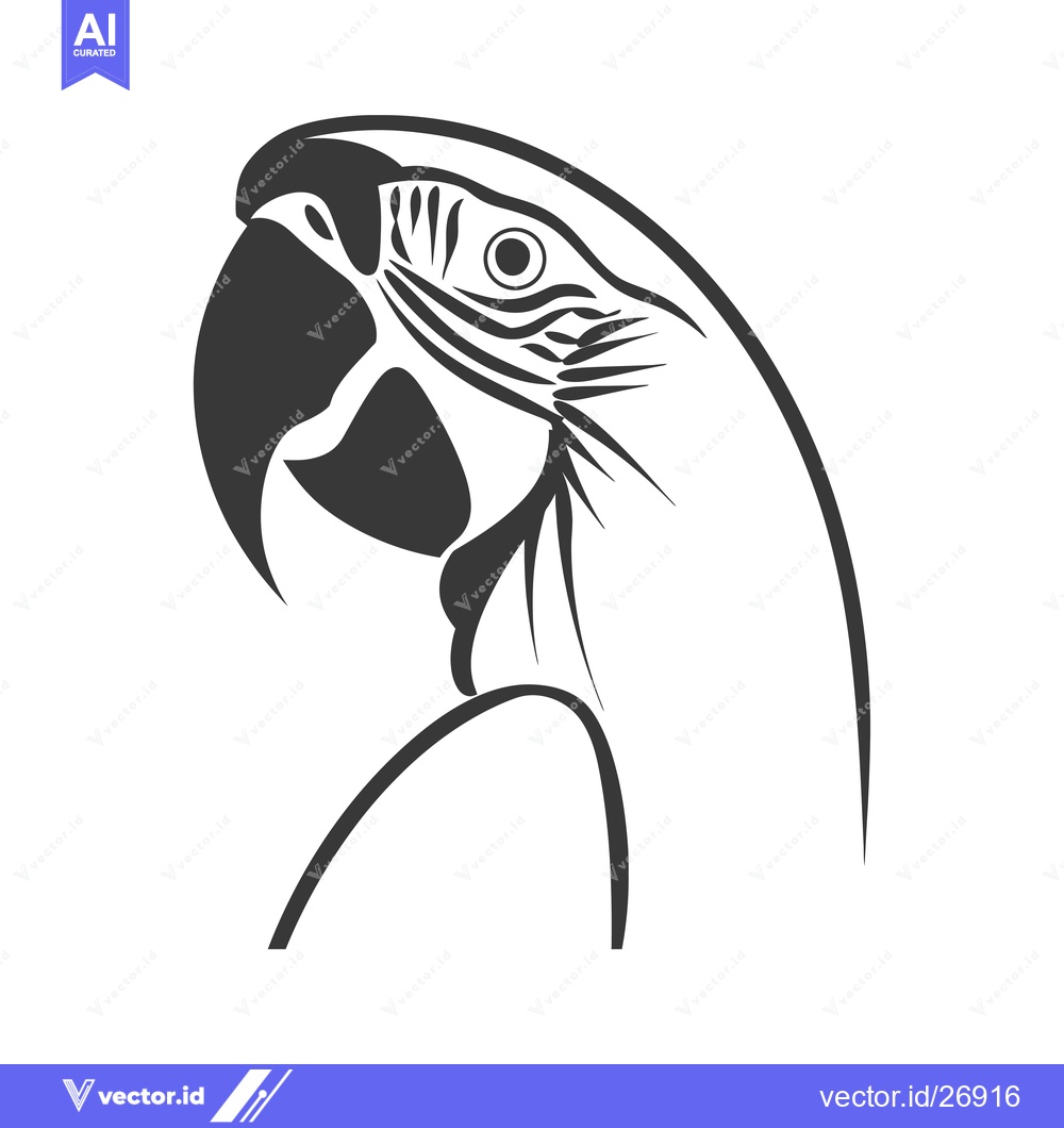 Premium Vector of Black and White Stylized Macaw Head Profile