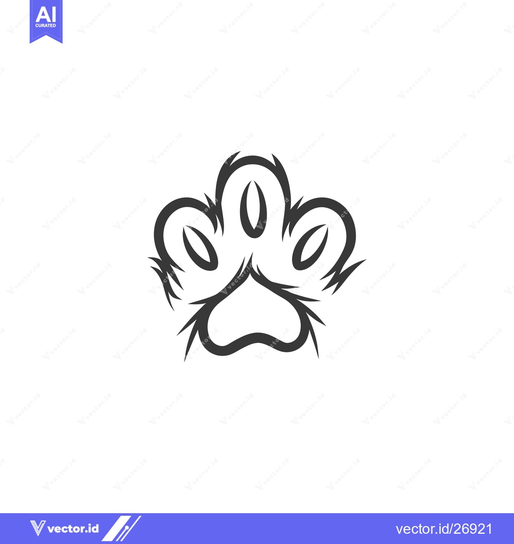 Premium Vector of Black and White Stylized Paw Print Illustration