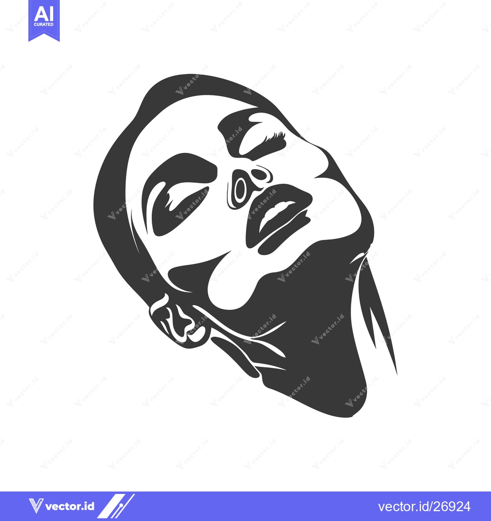 Premium Vector dari Black and White Stylized Portrait of a Woman's Face