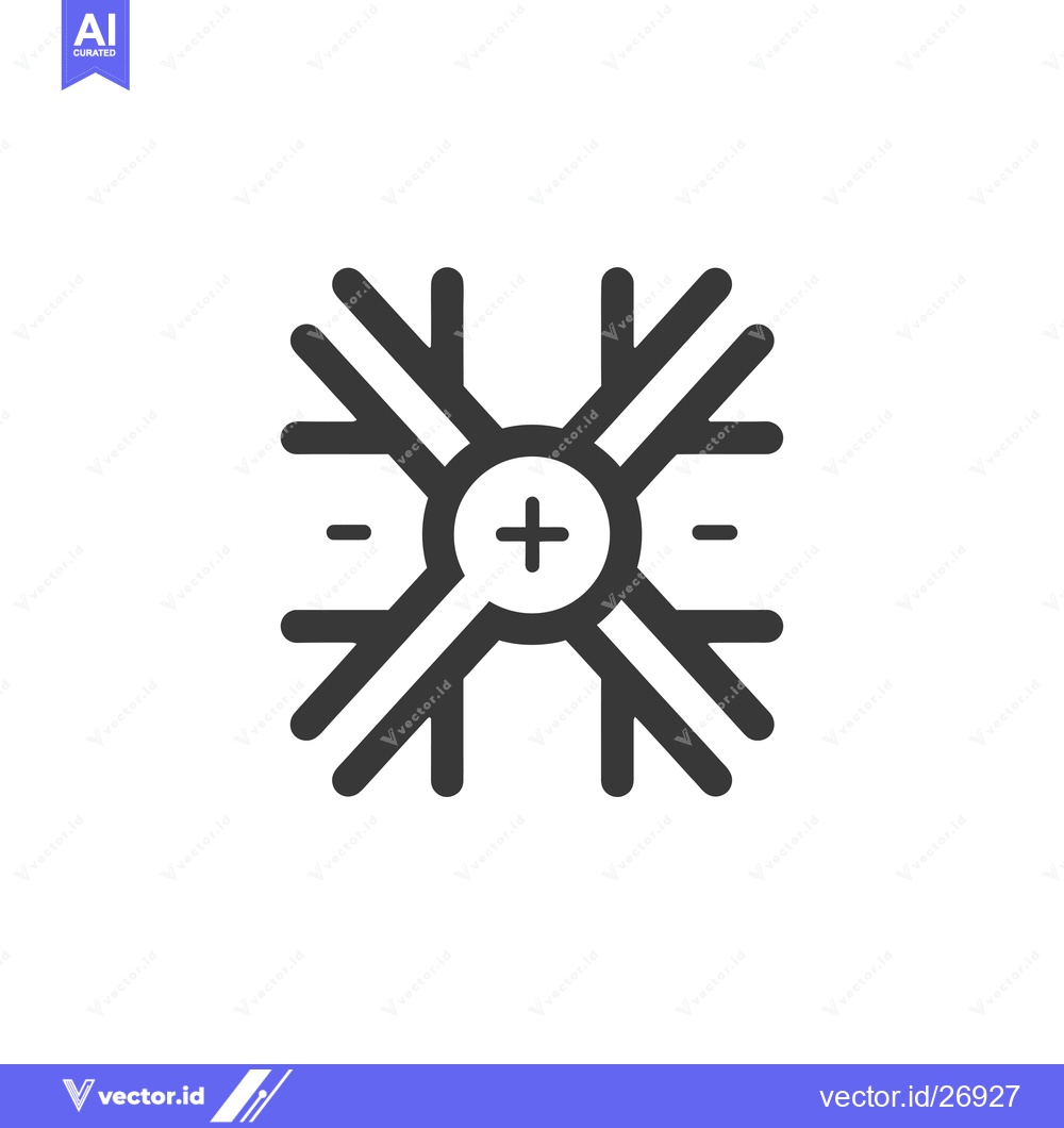 Premium Vector dari Black and White Stylized Snowflake Icon with a Plus Sign in the Center